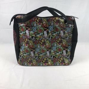 Christian Audigier Ed Hardy KISS OF DEATH True to My LOVE GEISHA large tote bag